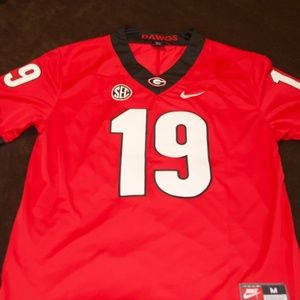 Red Nike Brock Bowers Georgia Jersey (Size M)